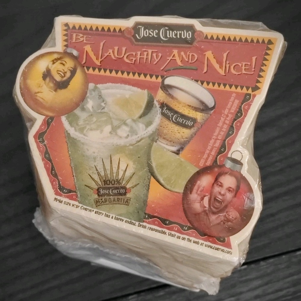Vtg Lot of 90 Jose Cuervo Margarita Coasters 'Be Naughty and Nice' Holiday 2000s